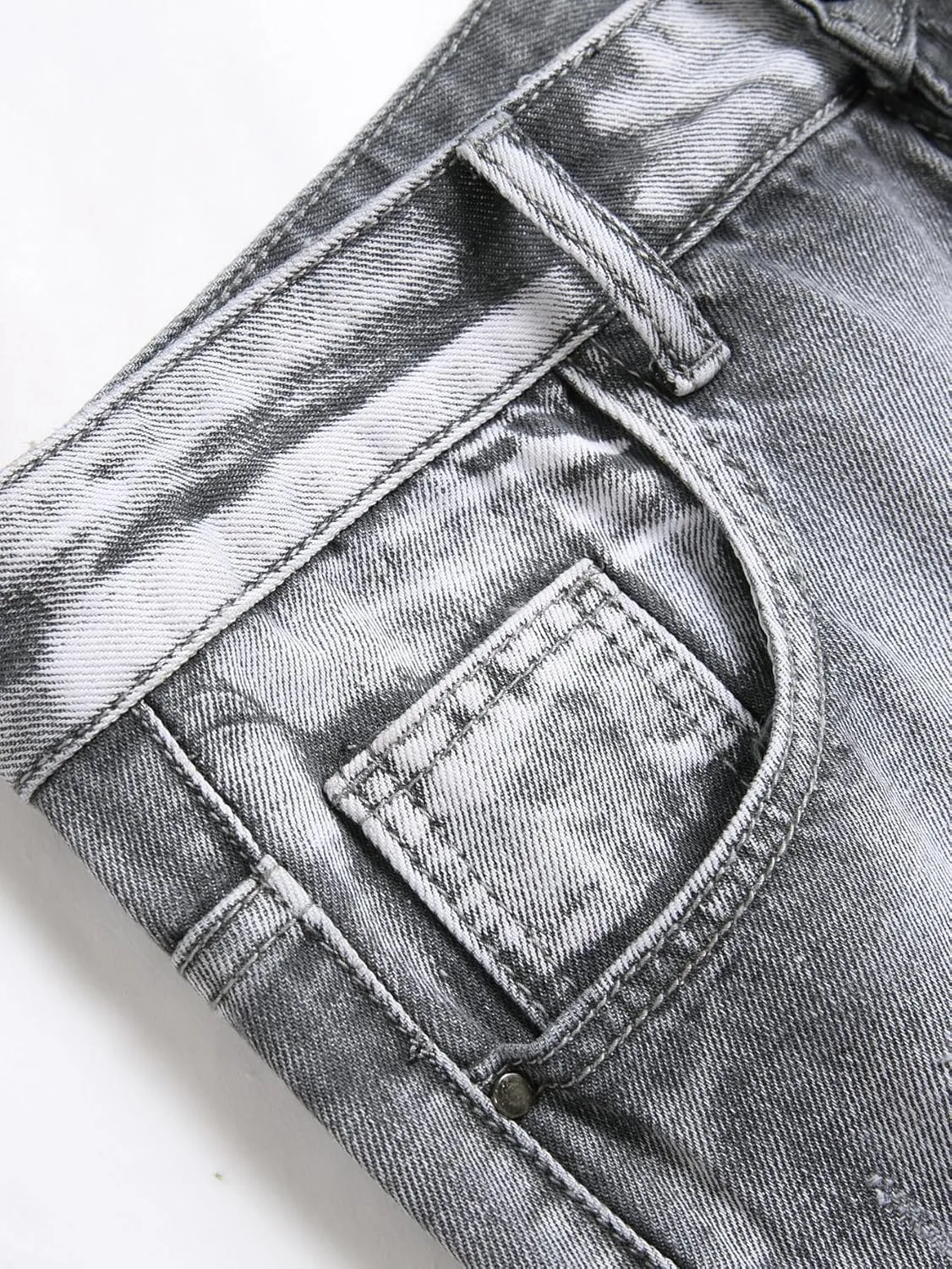 Men's Jeans Slim Fit Ripped Straight Leg Distressed Fashion Denim Pants