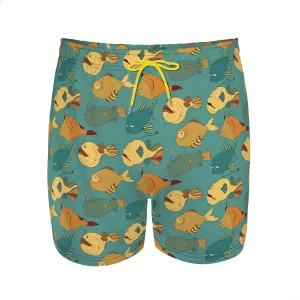 Men's Stretchy Elastic Waist Trunks Anglerfish Pattern Swim Trunks Vacation Travel Outdoor Sports Fitness