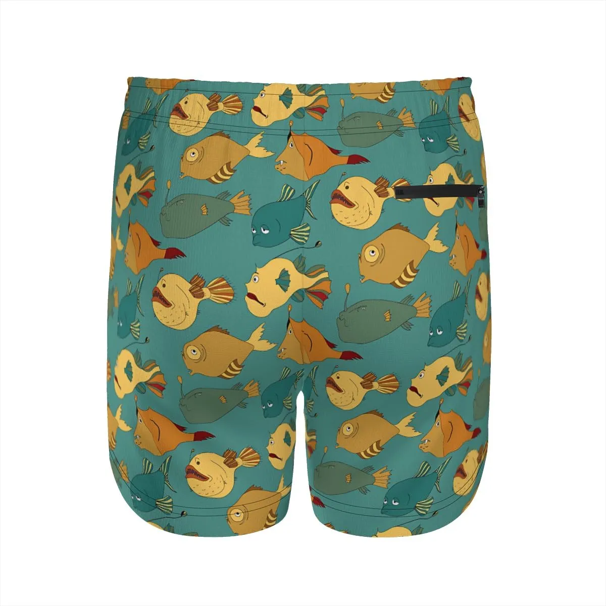Men's Stretchy Elastic Waist Trunks Anglerfish Pattern Swim Trunks Vacation Travel Outdoor Sports Fitness