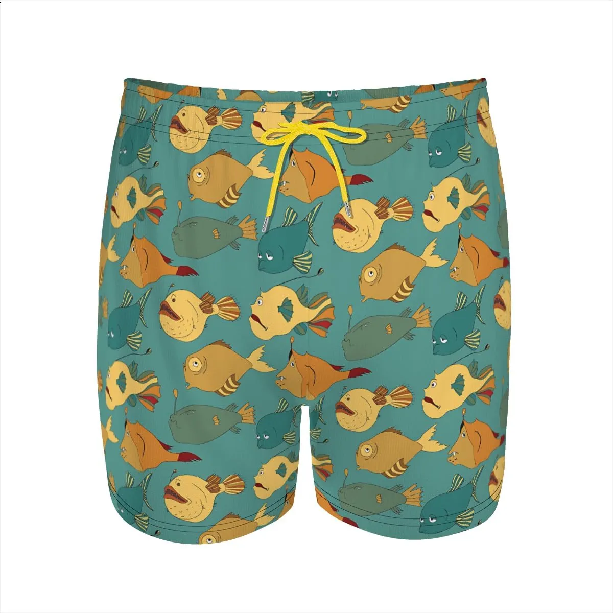 Men's Stretchy Elastic Waist Trunks Anglerfish Pattern Swim Trunks Vacation Travel Outdoor Sports Fitness