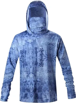 Men's UPF50  Sun Protection Hoodie Shirt Fashion Loose Long Sleeve Rash Guard Casual Fishing Shirt with Mask Quick Dry