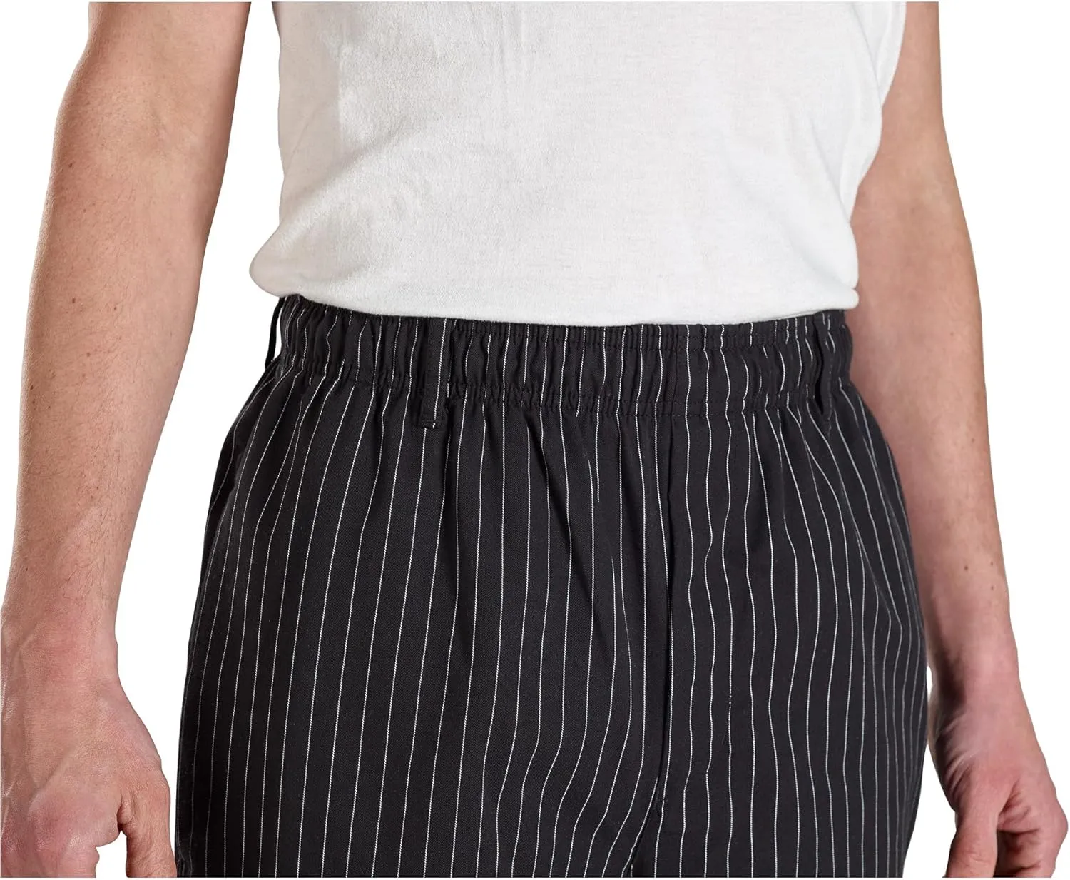 Mercer Culinary M60030BFPS Millennia Men's Black Cook Pants with White Fine Pinstripe, Small