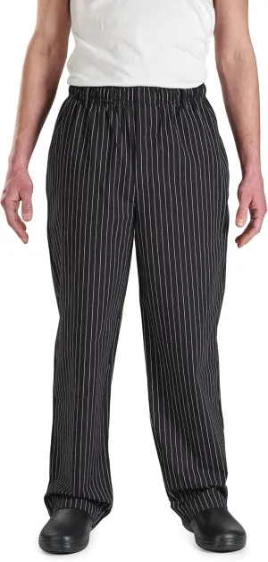 Mercer Culinary M60030BFPS Millennia Men's Black Cook Pants with White Fine Pinstripe, Small