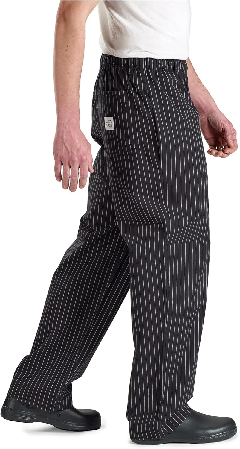 Mercer Culinary M60030BFPS Millennia Men's Black Cook Pants with White Fine Pinstripe, Small