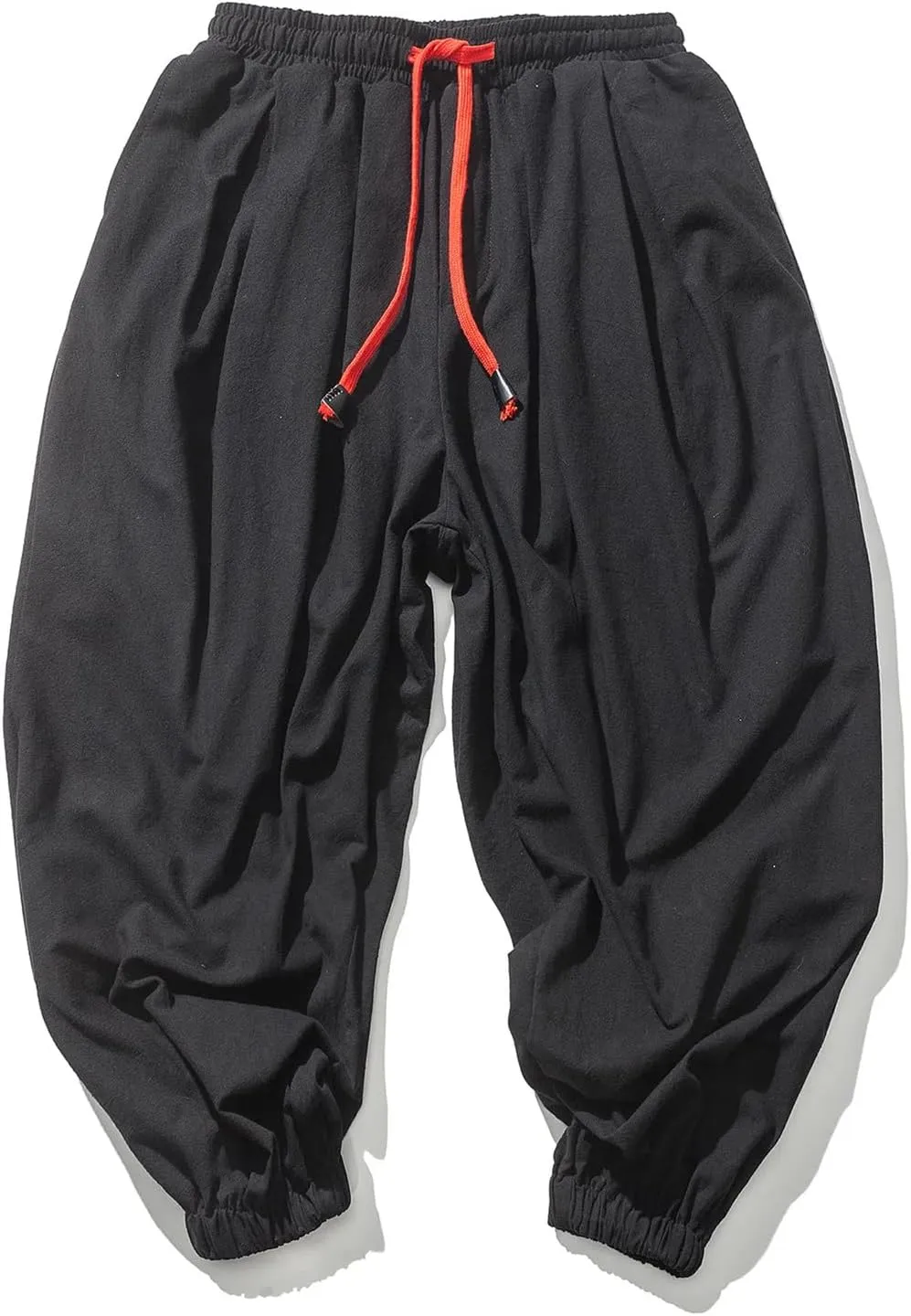 Mnjyihy Men Loose Harem Pants Chinese Linen Elastic Waist Drawstring Sweatpants Casual Oversize Trousers