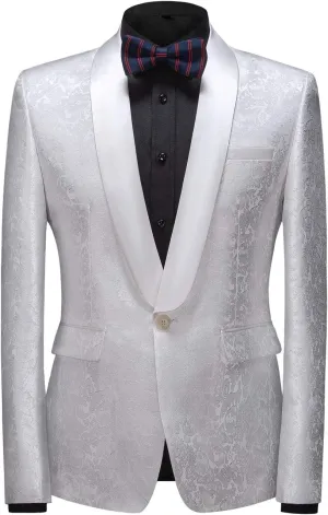 MOGU Mens Tuxedo Suit Jacket Slim Fit Shawl Lapel Wedding Party Dress Blazer