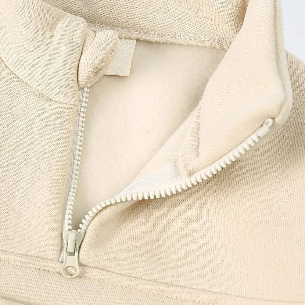 MYGBCPJS Boys Girls 2Pcs Thick Fleece Zipper Sweatsuit Kids Long Sleeve Pullover Sweatshirt No Hood   Pants Outfits Set