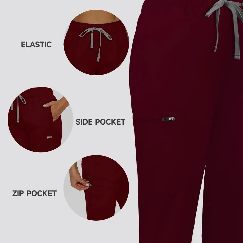 niaahinn Scrubs Set for Women Nursing Uniform Medical Scrubs Top and Elastic Waist Drawstring Pants
