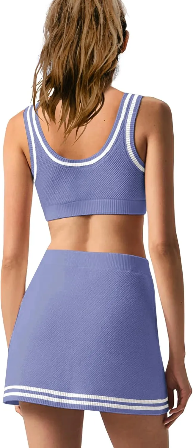 Nirovien Womens 2 Piece Workout Sets Tennis Skort Sets Matching Gym Clothes Tank Top and Athletic Skorts