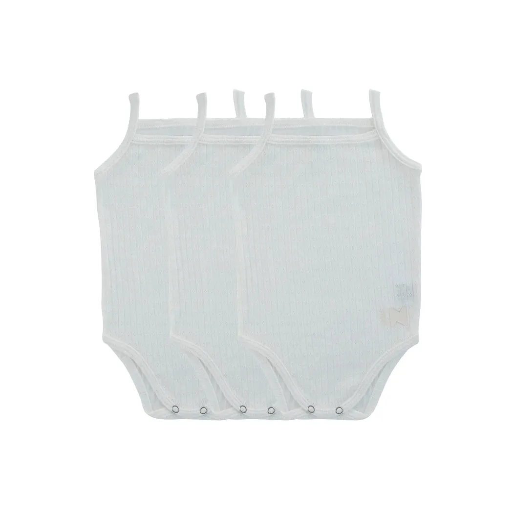Noggi White Pointelle Three Pack Baby Boy Undershirts- FINAL SALE