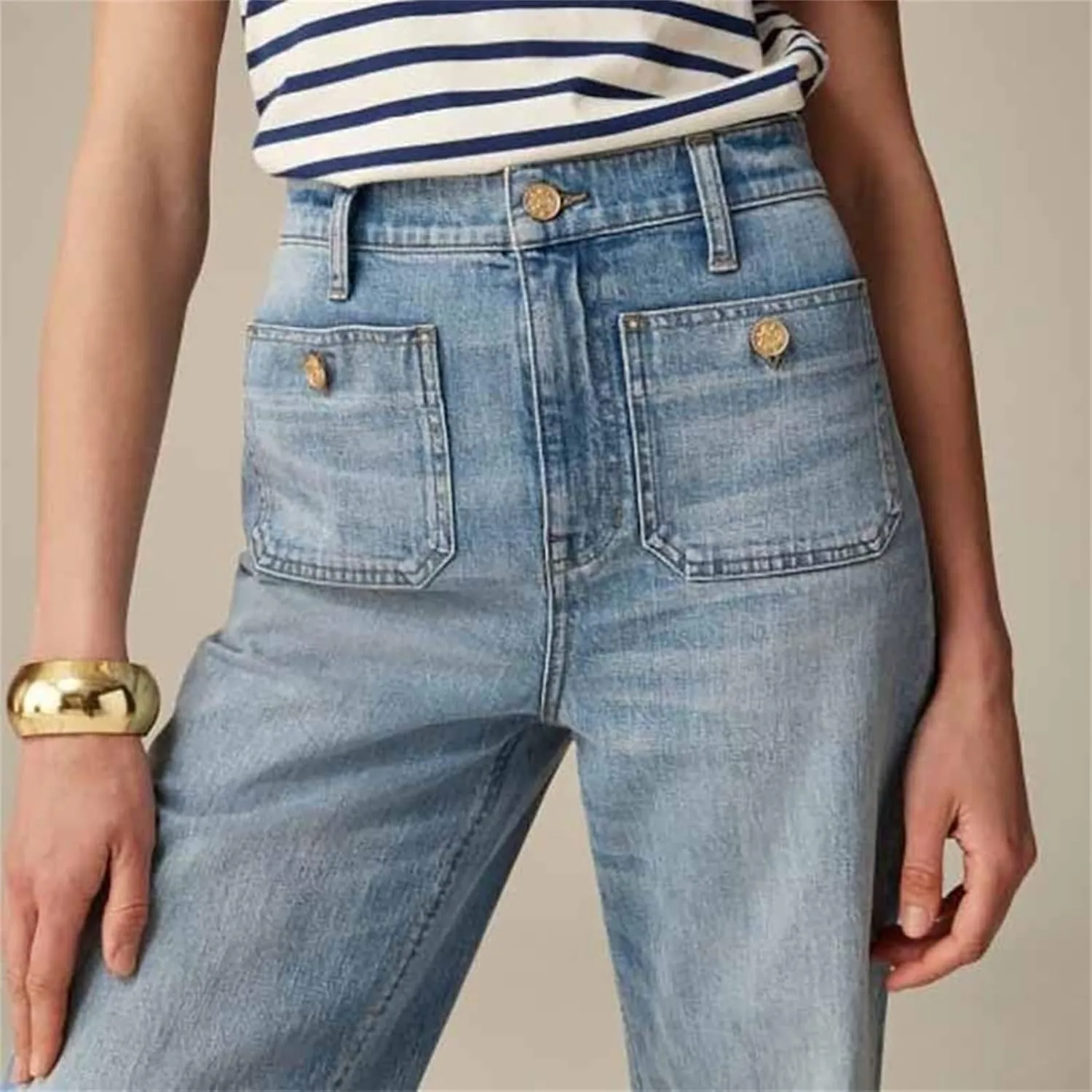 Oprah's Favorite Jeans, Tummy Control Sailor Wide Leg Trouser, Women's Pants, Large, Dark Blue