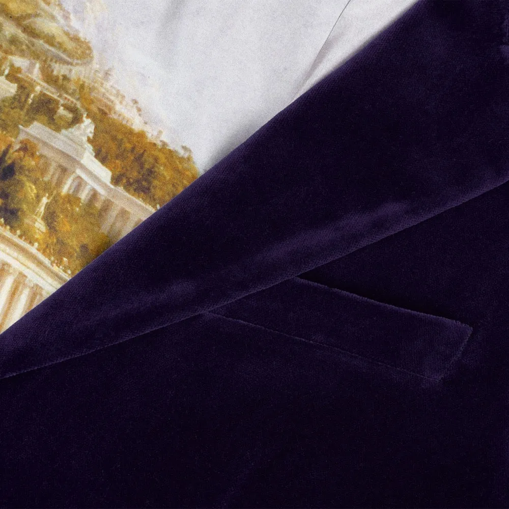 Plum Double-Breasted Velvet Smoking Jacket