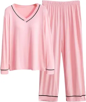 Plus Size Spring Pajamas Set Womens Long Sleeved Chest Pads Top Trousers 2Piece Loose Loungewear Homewear