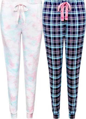 Rene Rofe 2 Pack: Lounge Sleep Joggers for Women, Summer Pajama Pants