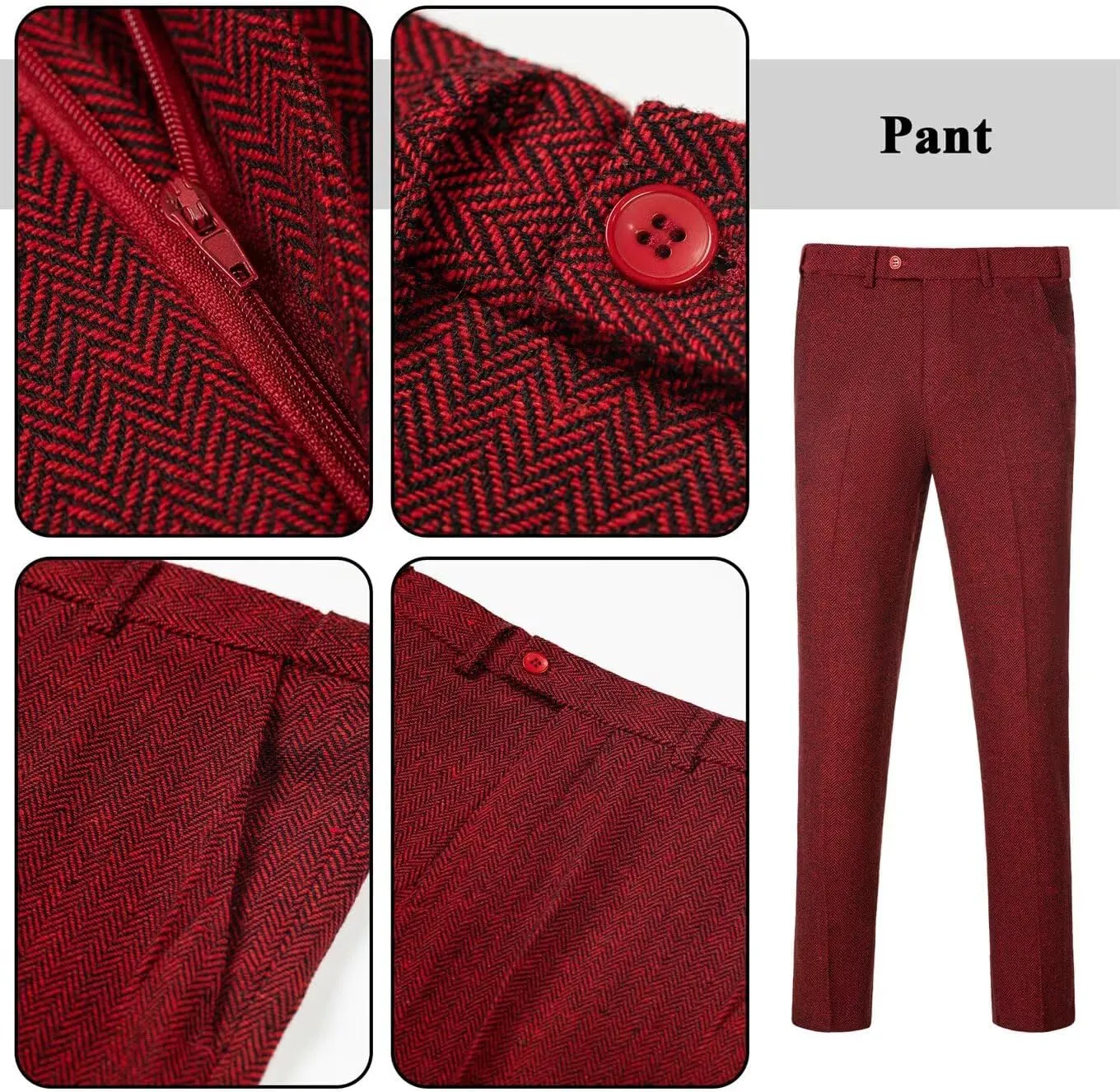 Retro 3 Piece Boys Suit Tweed Herringbone Boy Suits Slim Fit Dress Tuxedos Set Prom Teens Kids Jacket Blazer Vest Pants