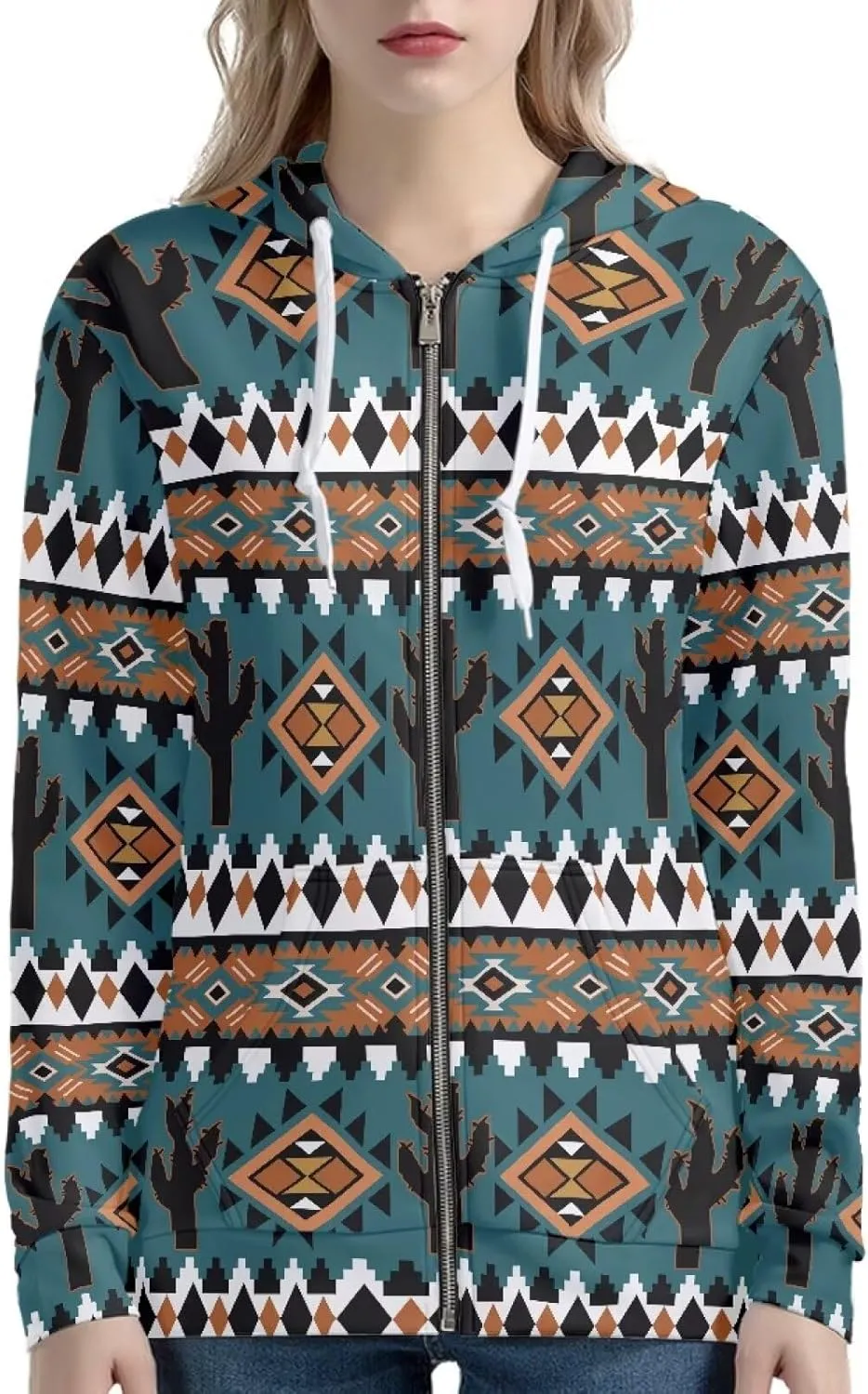 SEANATIVE Women Zip Up Hoodies Drawstring Sweatshirt Long Sleeve Casual Hoodie Jacket with Pocket Size XS-5XL
