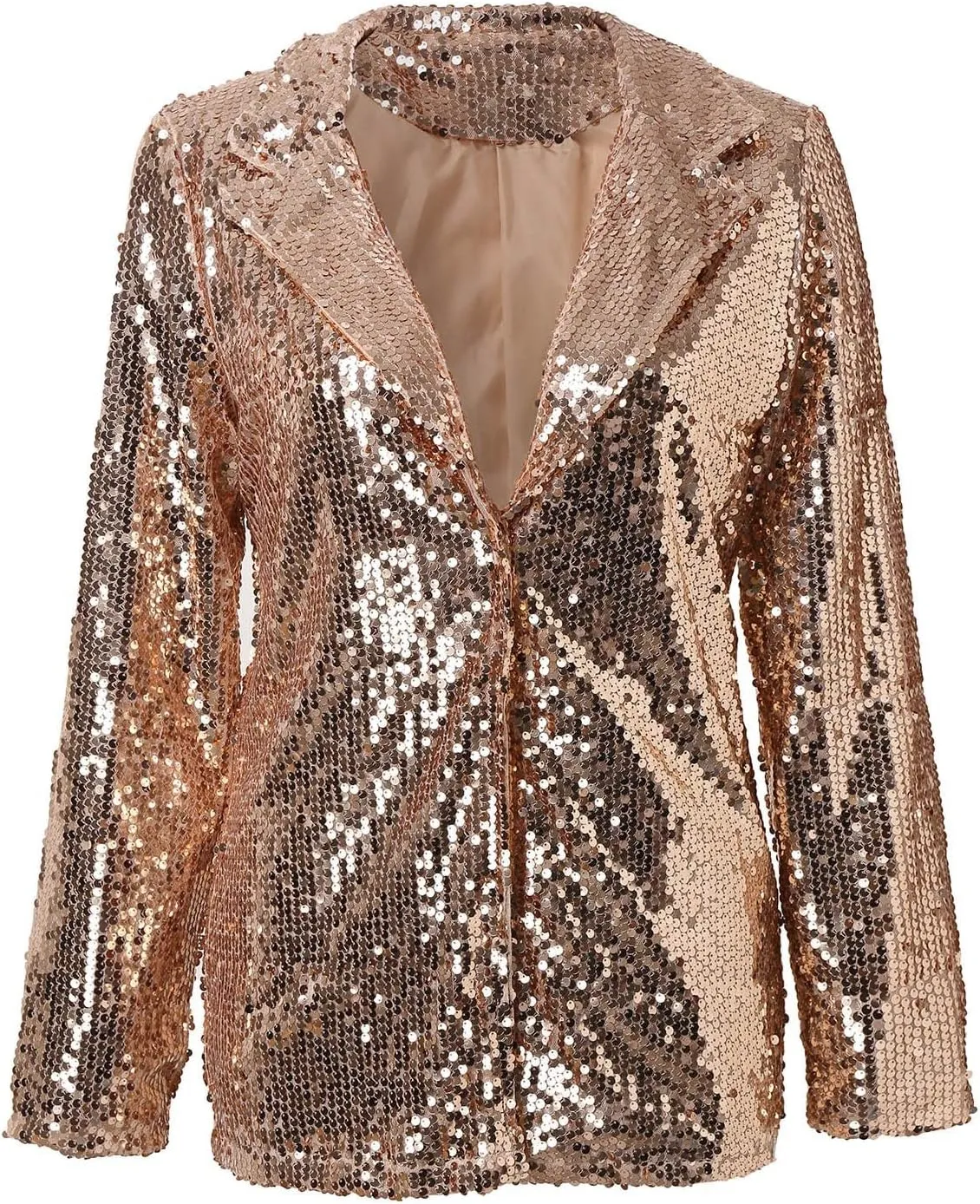 Sequin Blazer for Women Shimmer Jacket Casual Long Sleeve Glitter Party Shiny Lapel Coat Rave Lightweight Blazer Coat
