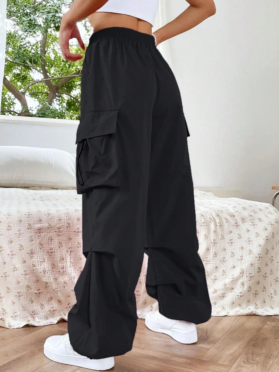 SHENHE Women's Baggy Loose Cargo Pants Drawstring Waist Joggers Long Trousers
