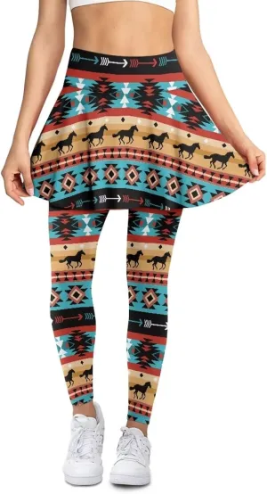 Skirted Leggings for Women Tennis Skirt with Leggings High Waisted Yoga Legging Skirts Golf Gym Workout Skort