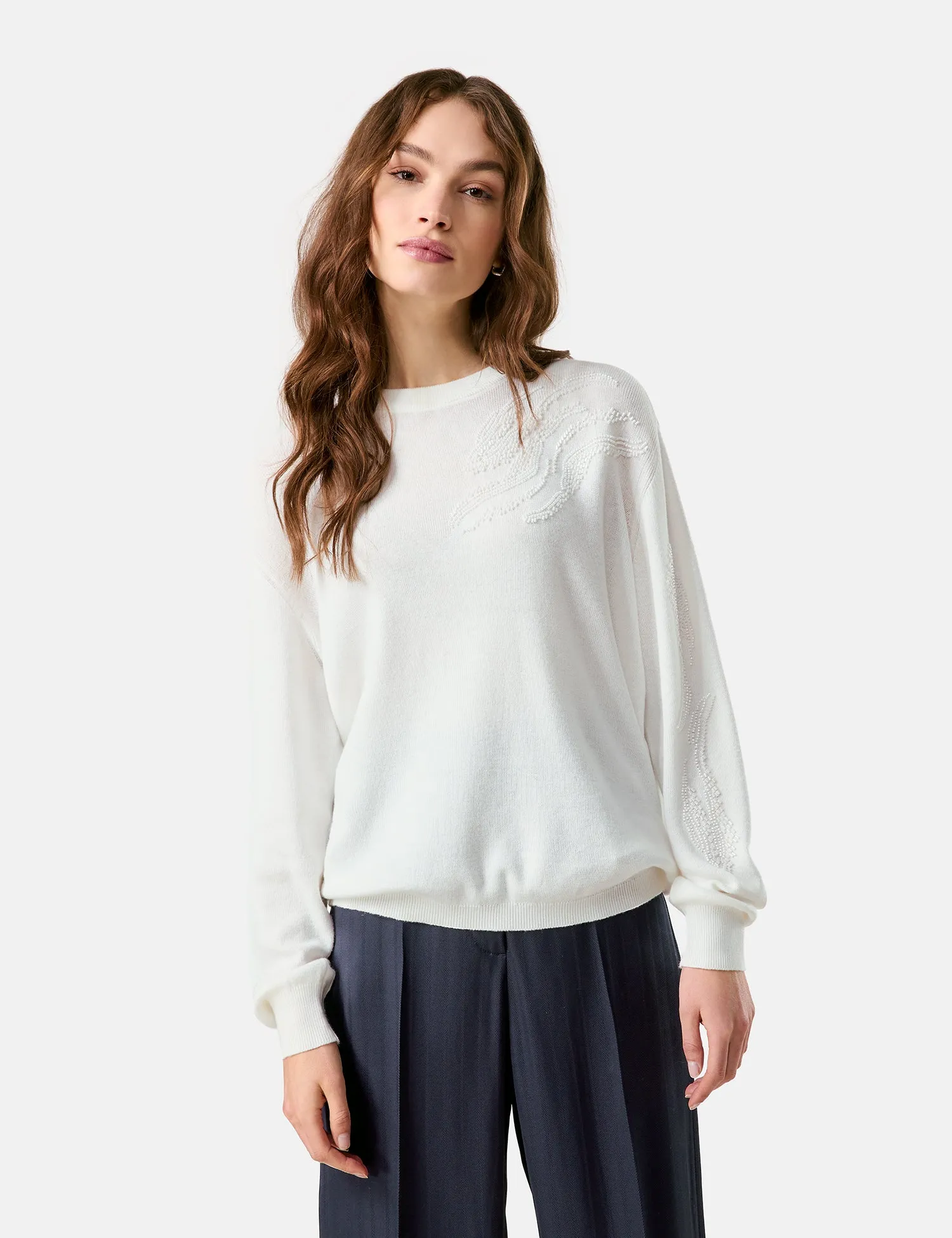 Soft Jumper - Off White Patterned