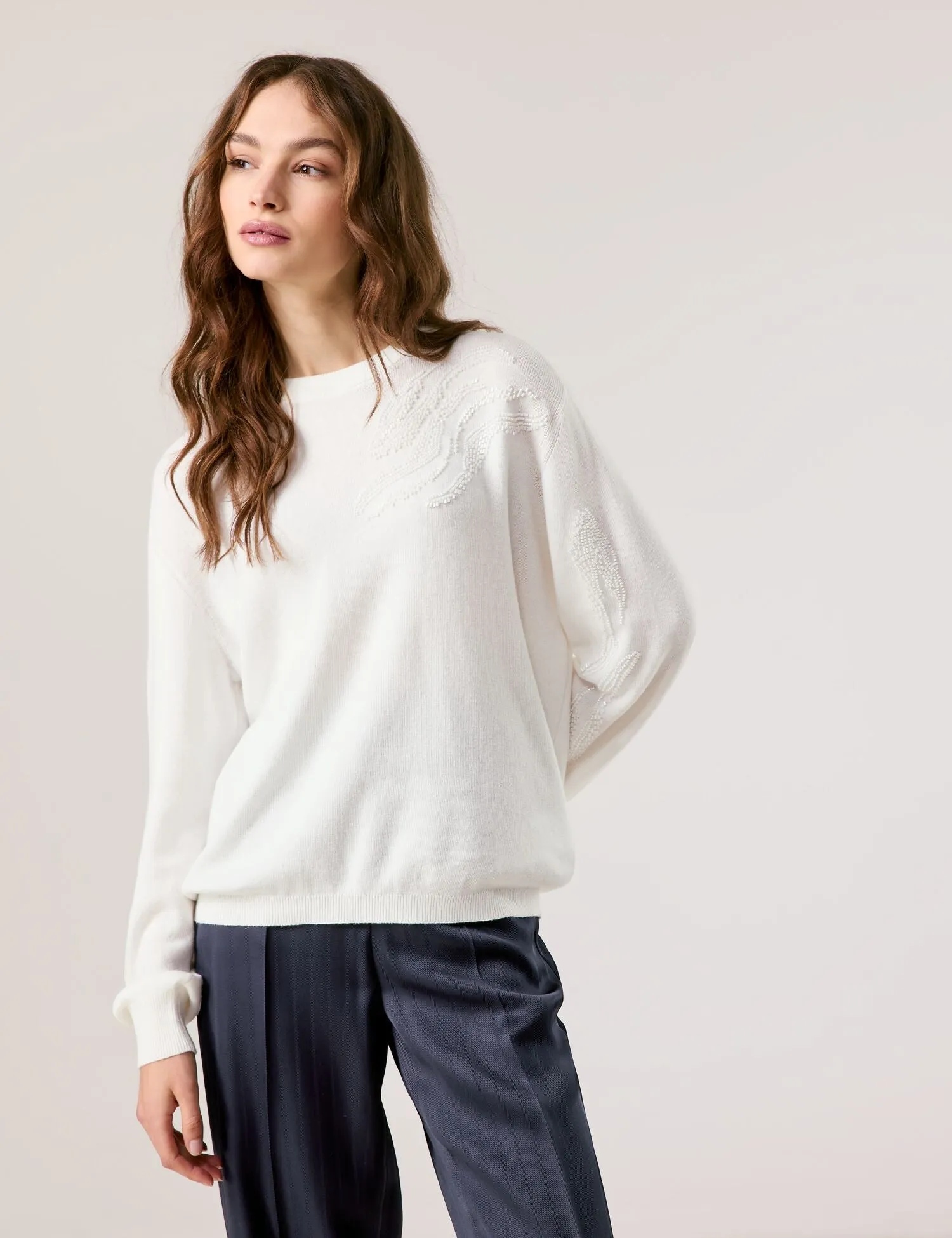 Soft Jumper - Off White Patterned