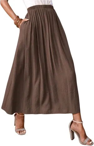 SOLY HUX Women's Skirt Elastic High Waisted A Line Flowy Casual Long Skirts