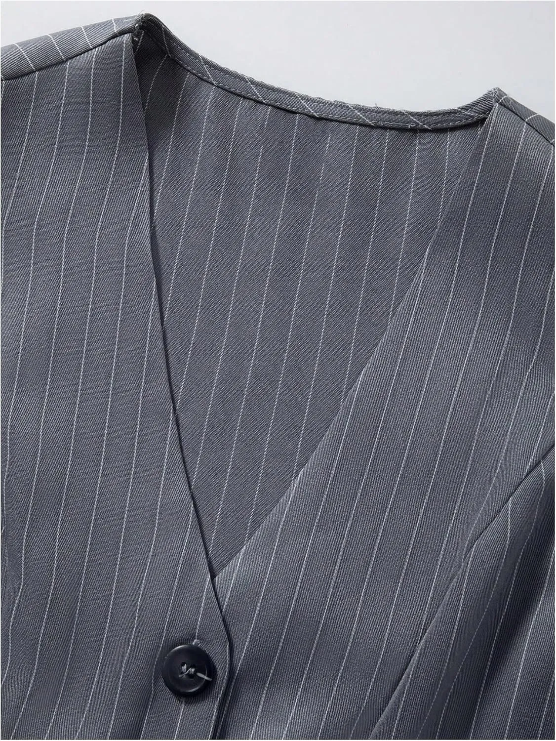 SOLY HUX Women's Striped V Neck Sleeveless Button Front Blazer Vest Waistcoat