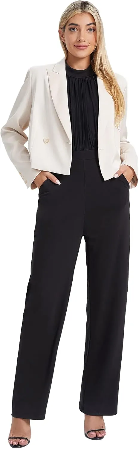 SweatyRocks Women's Elegant Sleeveless Halter High Waist Flare Leg Pants Romper Jumpsuit