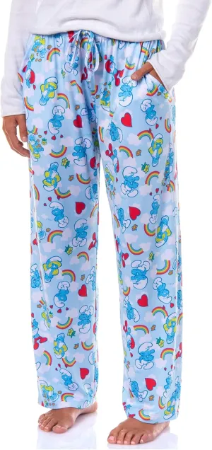 The Smurfs Womens Pjs Papa Smurf Smurfette Rainbow Cloud Pajama Pants