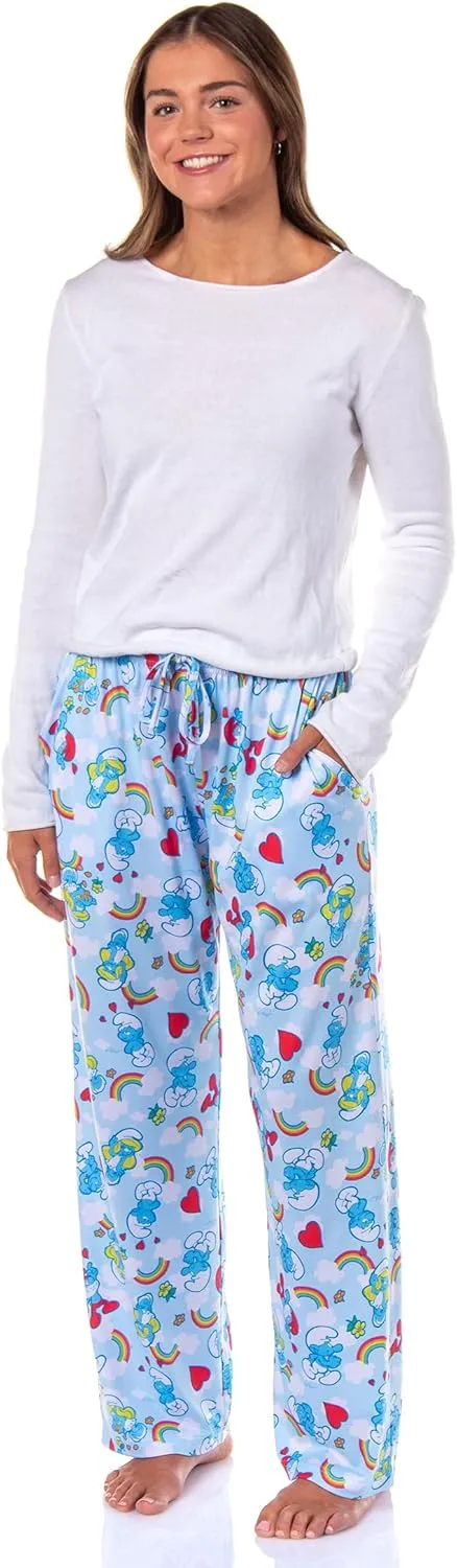 The Smurfs Womens Pjs Papa Smurf Smurfette Rainbow Cloud Pajama Pants