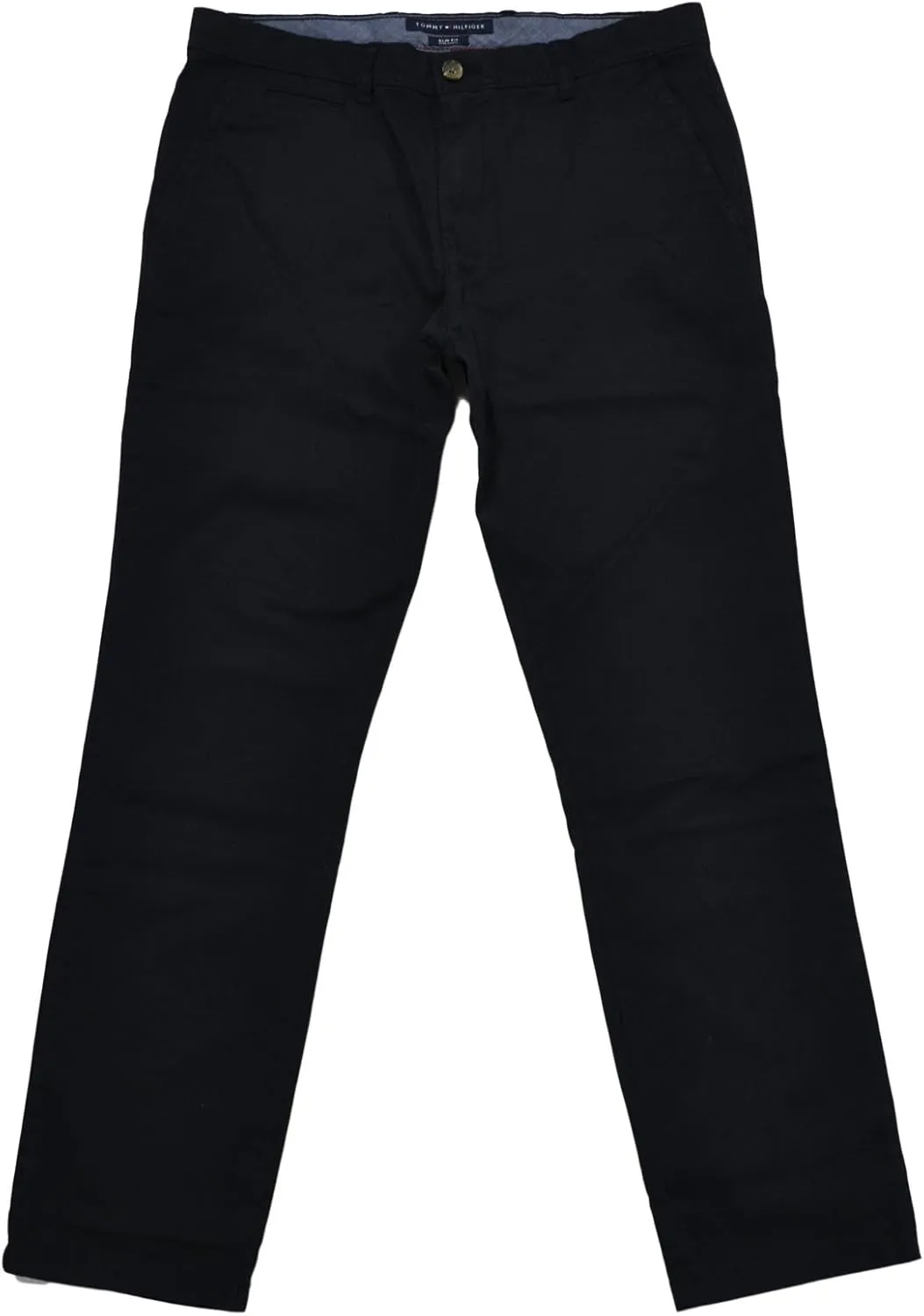 Tommy Hilfiger Mens Slim Fit Flat Front Chino Pants (34x30, Black)