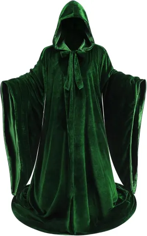 TOONRAIN Velvet Wizard Robe with Satin Wizard Cloak Adult Wizard Costume with Hood for Men and Women