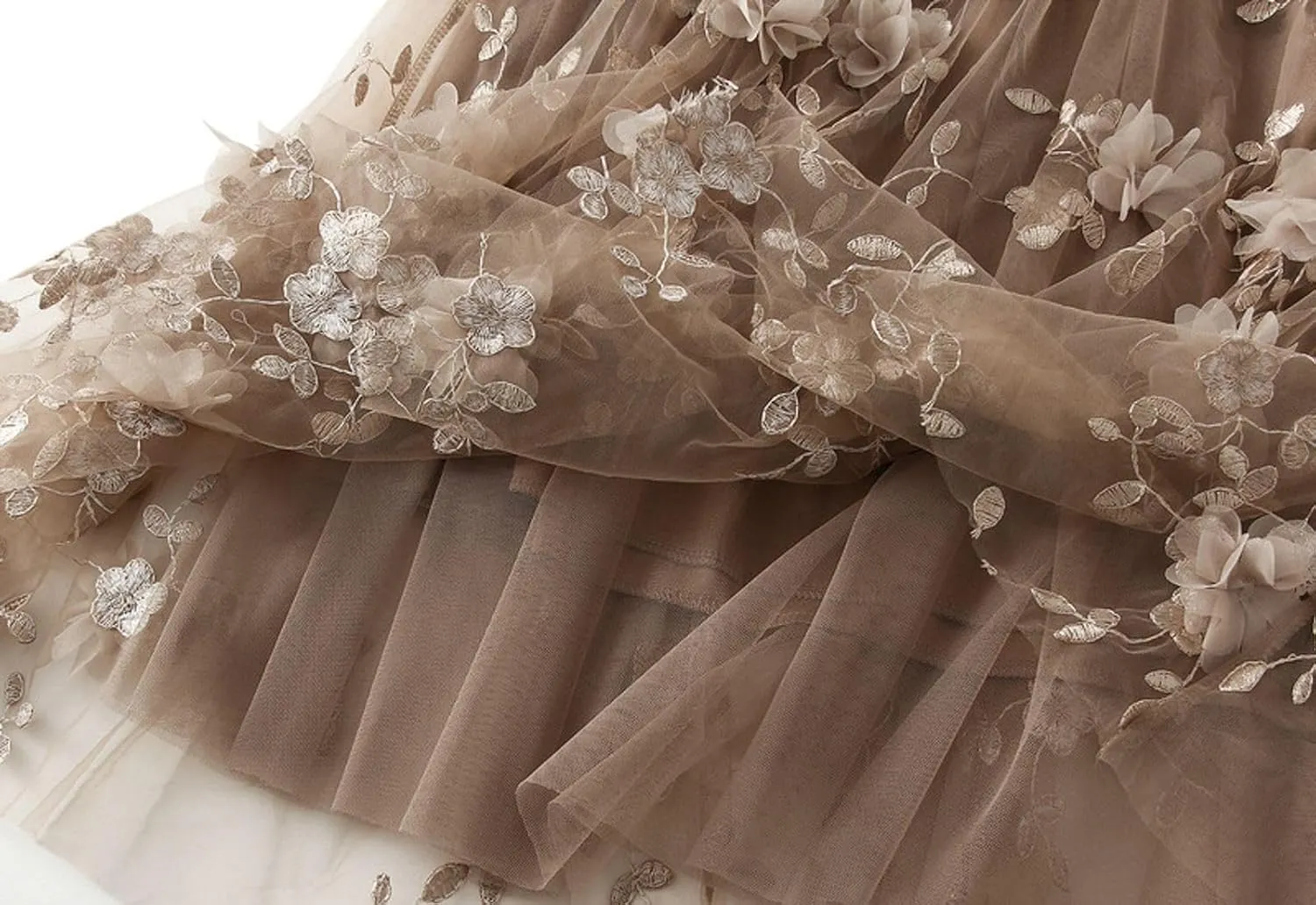 Tulle Skirts for Women 3D Floral Midi High Waist Skirt Cute Pleated A Line Layered Fairy Skirts 2025 Party Skirt