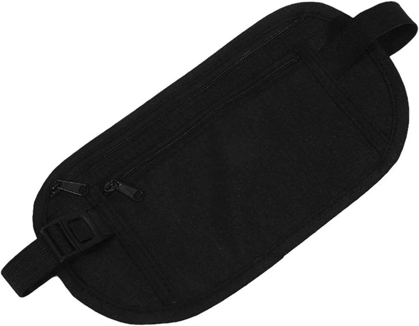 Unisex Travel Sports Anti-Theft Close-Fitting Waist Bag Ultra-Thin Invisible Thin Passport Money Belt Pouch(Black)