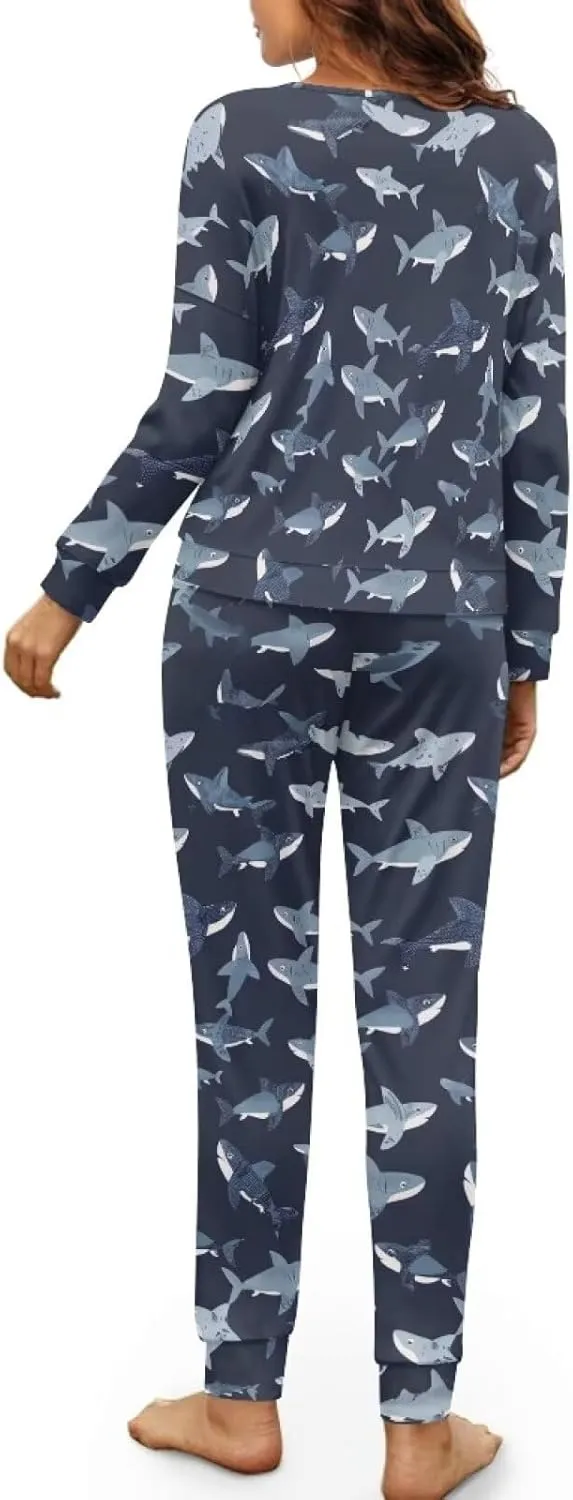 Upetstory Women Pajamas Set Long Sleeve Sleepwear Drawtsring Loungewear