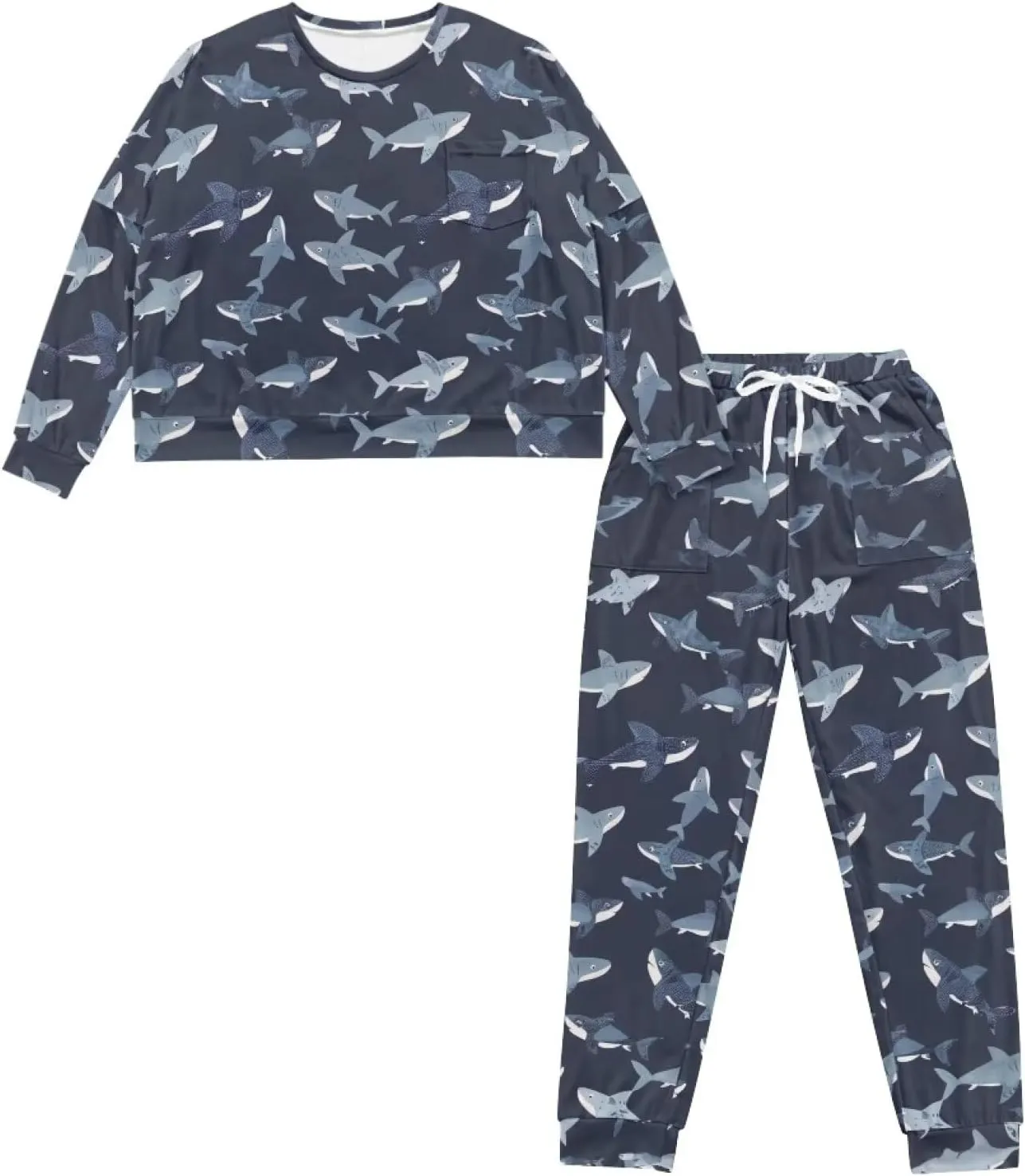 Upetstory Women Pajamas Set Long Sleeve Sleepwear Drawtsring Loungewear