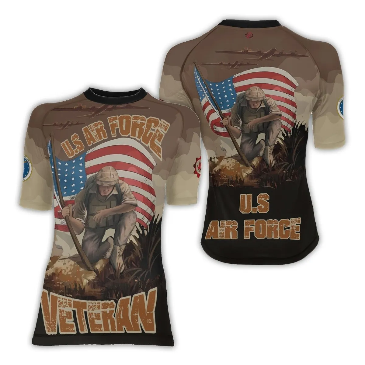 USA Air Force Veteran Women's Short Sleeve Rash Guard