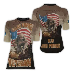 USA Air Force Veteran Women's Short Sleeve Rash Guard