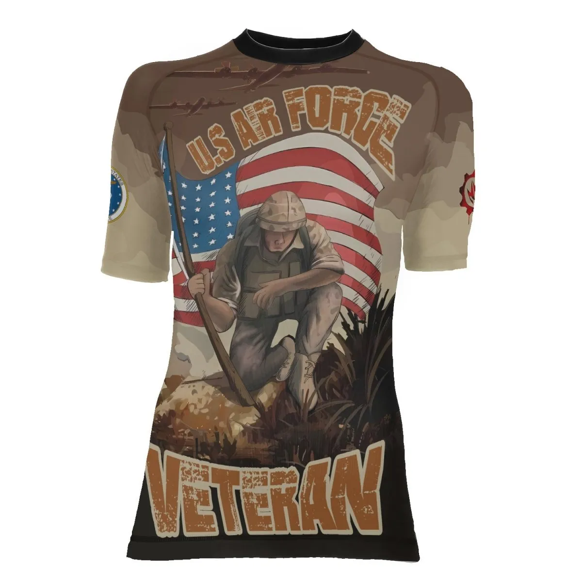 USA Air Force Veteran Women's Short Sleeve Rash Guard