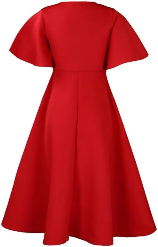 Useagrey Womens Plus Size Dresses Summer V Neck Casual Semi Formal Knee Length Church Wedding Guest Dresses