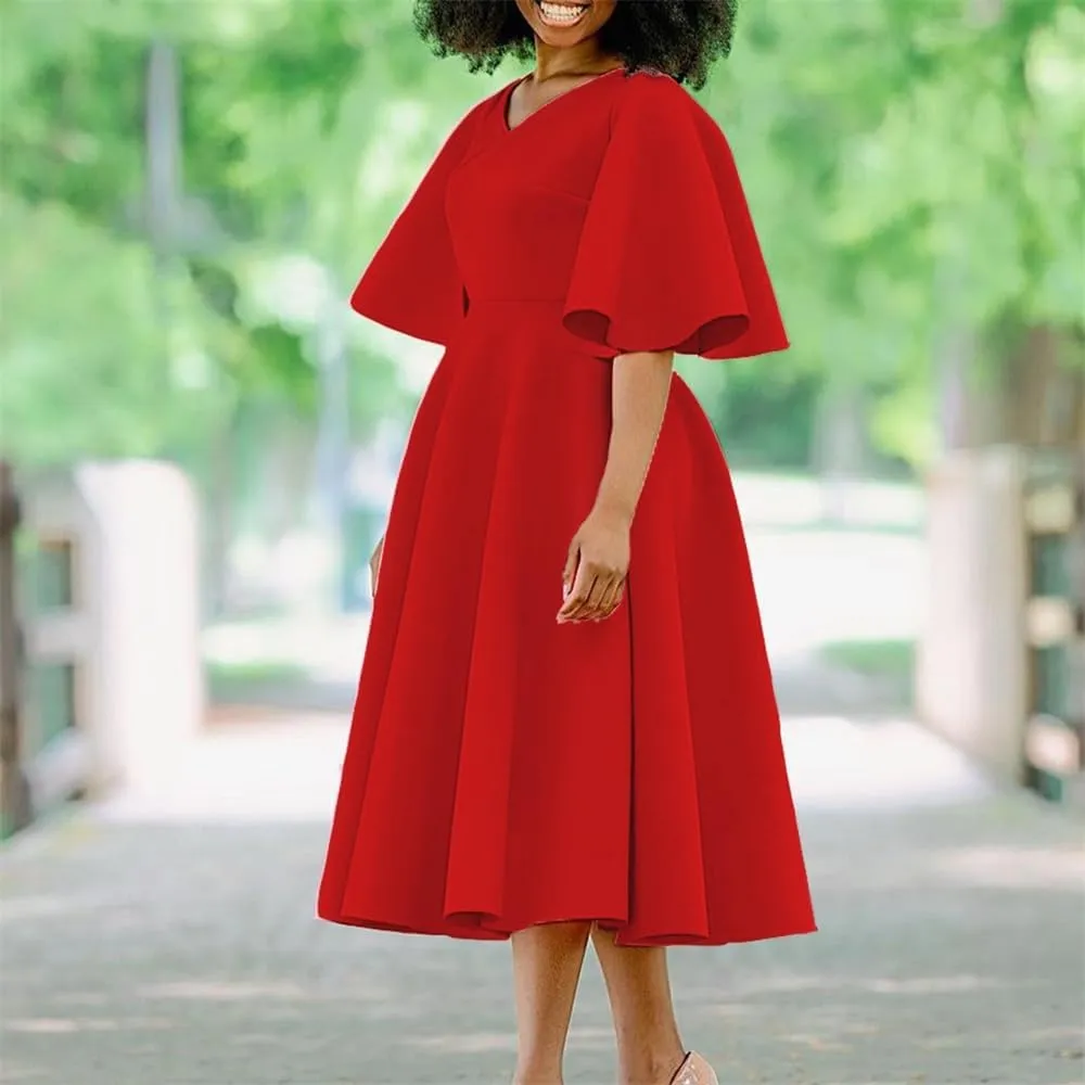 Useagrey Womens Plus Size Dresses Summer V Neck Casual Semi Formal Knee Length Church Wedding Guest Dresses