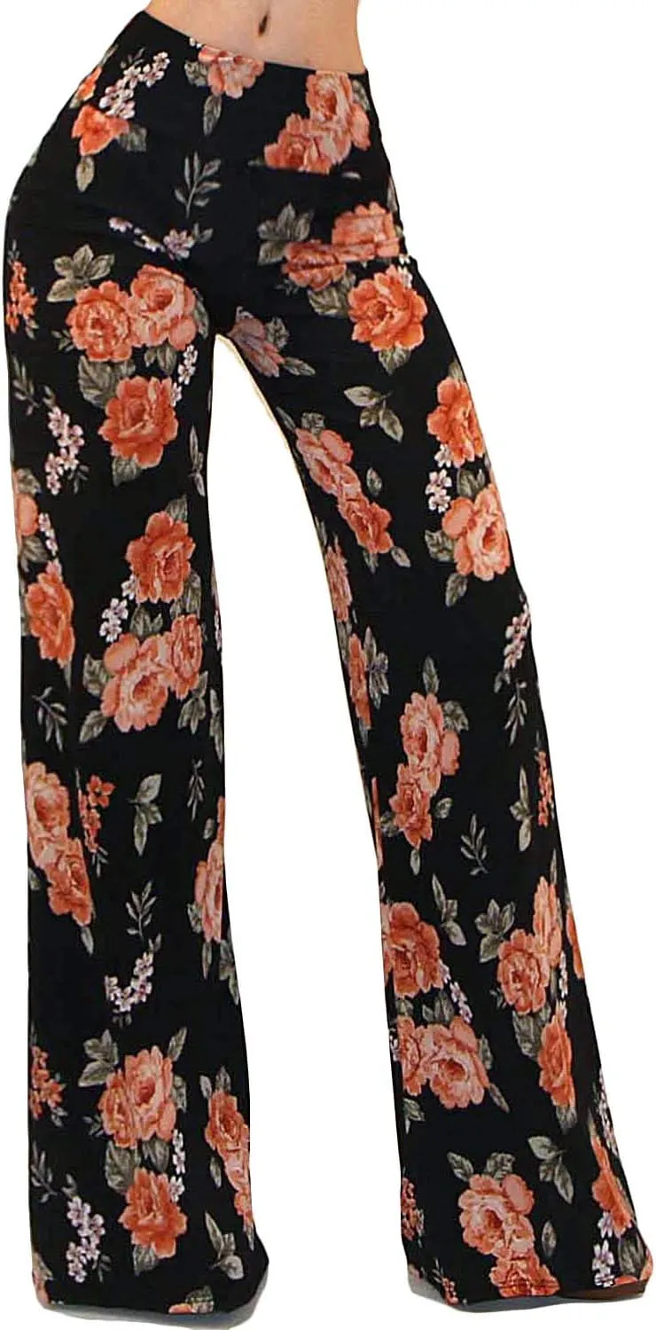 Vivicastle Women's USA Fold Over High Waist Wide Leg Long Palazzo Pants