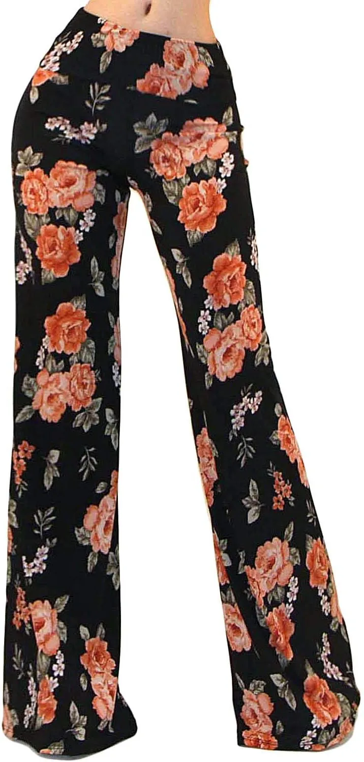 Vivicastle Women's USA Fold Over High Waist Wide Leg Long Palazzo Pants