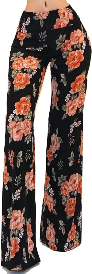 Vivicastle Women's USA Fold Over High Waist Wide Leg Long Palazzo Pants