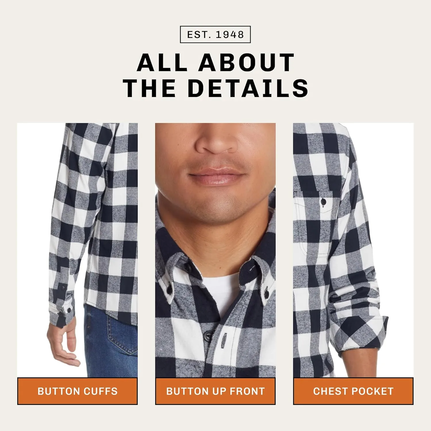 Weatherproof Vintage Mens Casual Soft Brushed Plaid Button-Down Flannel Shirt