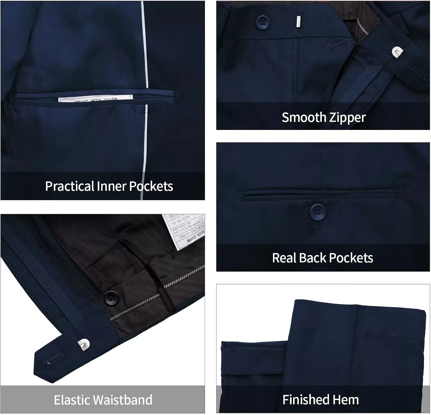 WEEN CHARM Men's 3-Piece Slim Fit Suit Set-2-Button Blazer,Vest & Pants-Formal Wedding,Prom,Party & Business Tuxedo