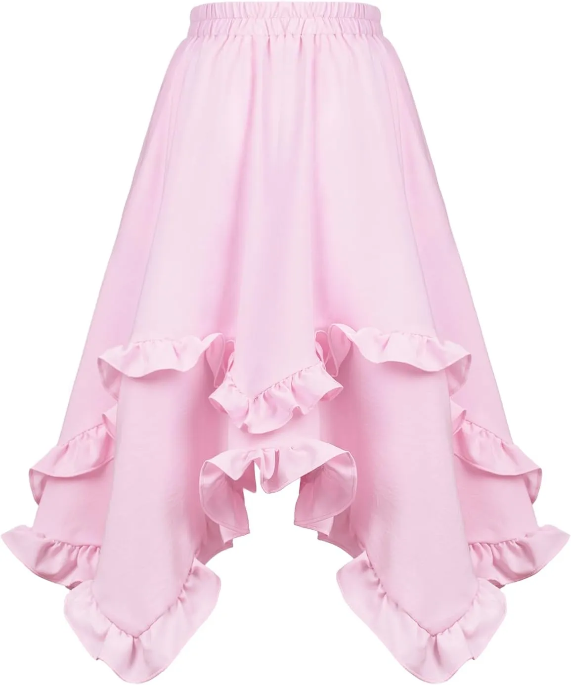 WELAKEN Girls Long Skirts Elastic Waist Flowy Ruffle Maxi Skirt with Pockets