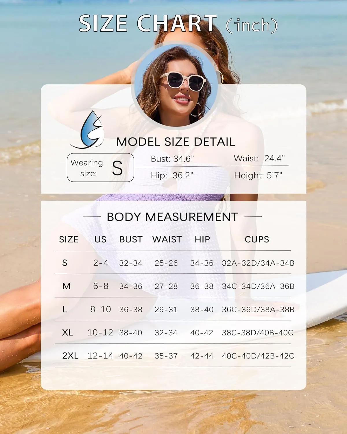 Women Bandeau Swimsuit Two Piece - Tummy Control Bathing Suit Full Coverage High Waisted Bikini Sets Halter Teens
