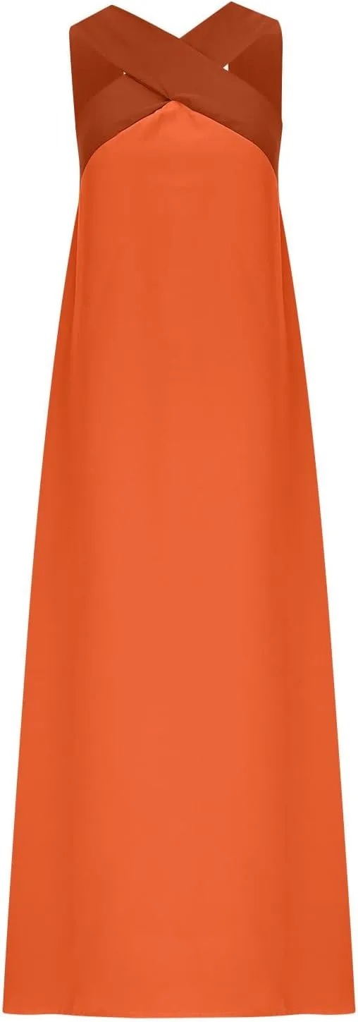 Women Criss Cross Dress Loose Fit Sleeveless Backless Going Out Outfits Summer Beach Boho Trendy Sundress