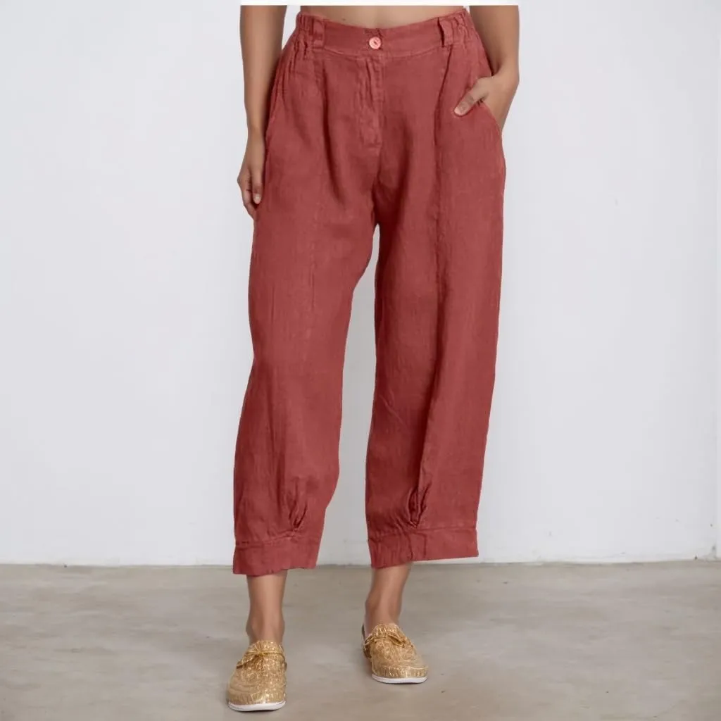 Women Linen Pant 2025 Summer High Waist Wide Leg Capri Pant Casual Loose Baggy Vacation Beach Straight Trouser Pocket